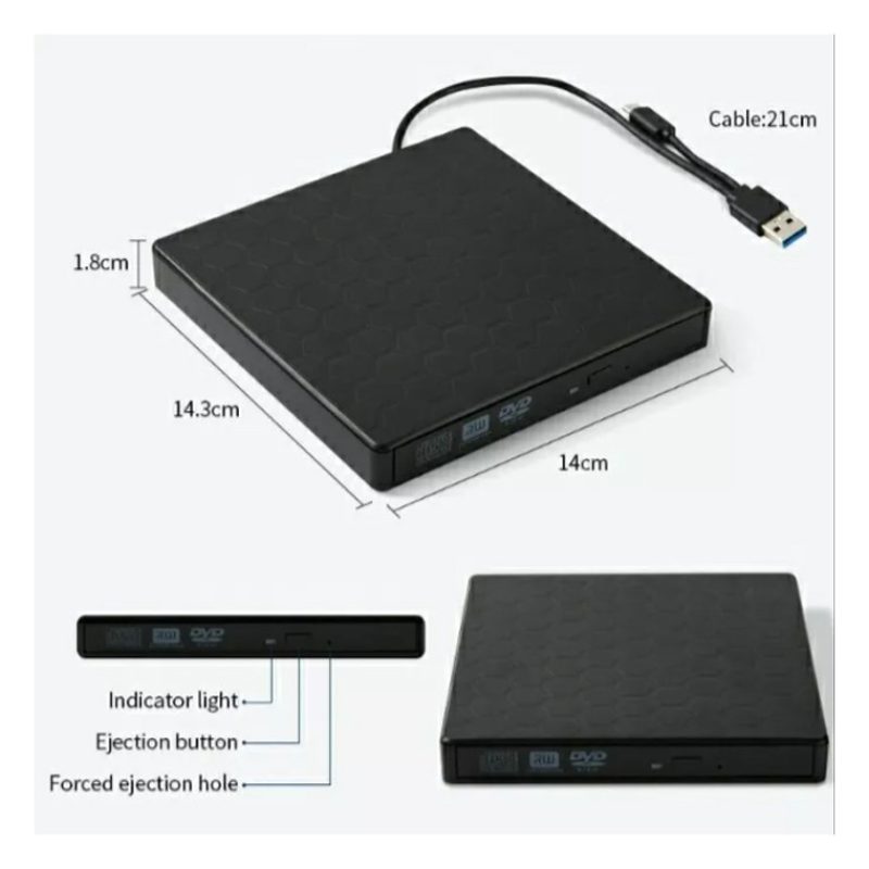 Andowl Masterizzatore DVD esterno lettore CD/RW USB per PC computer...