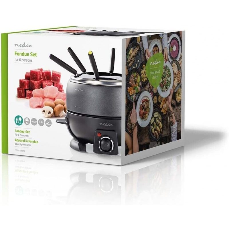 NEDIS Set fonduta bourguignonne elettrica 800W 6 forchette 2,3 litr...