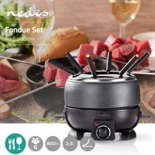 Set fonduta bourguignonne elettrica 800W 6 forchette 2,3 litri in acciaio inox