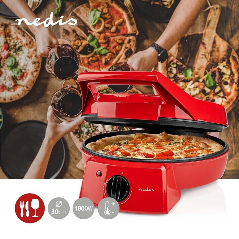 NEDIS Forno per pizza elettrico 2in1 griglia antiaderente 1800 Watt...