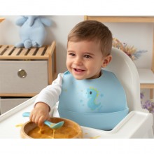 Bavaglini Silicone Bavaglino Silicone Impermeabile con tasca bimbi 4m+ Senza BPA
