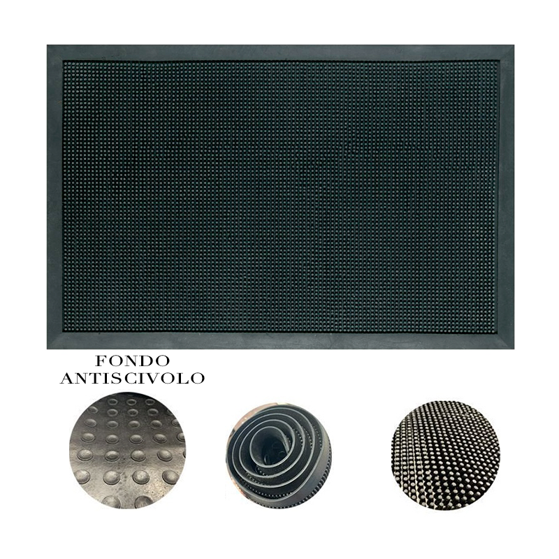 BVT Zerbino Roller in Gomma Vulcanizzata 180x90 cm Nero - Antiscivo...