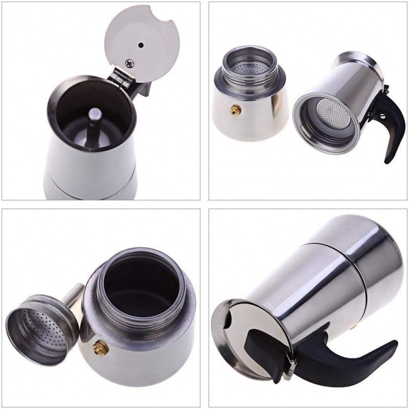 WeHome Caffettiera moka in acciaio inox da 2/4/6 Tazze macchina Caf...