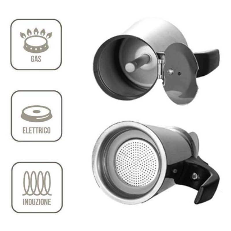 WeHome Caffettiera moka in acciaio inox da 2/4/6 Tazze macchina Caf...