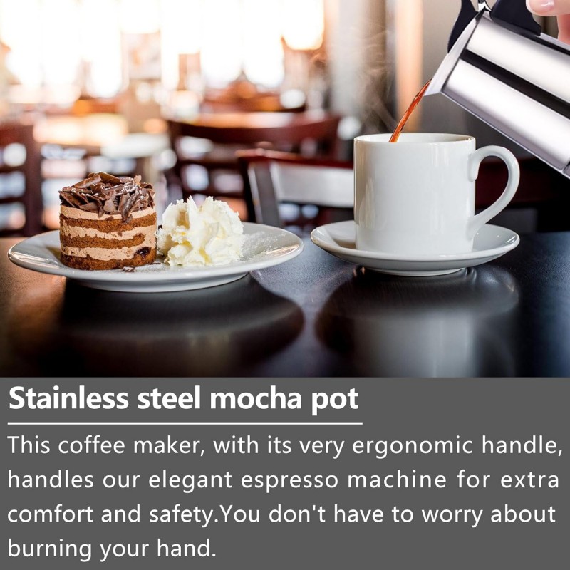 WeHome Caffettiera moka in acciaio inox da 2/4/6 Tazze macchina Caf...