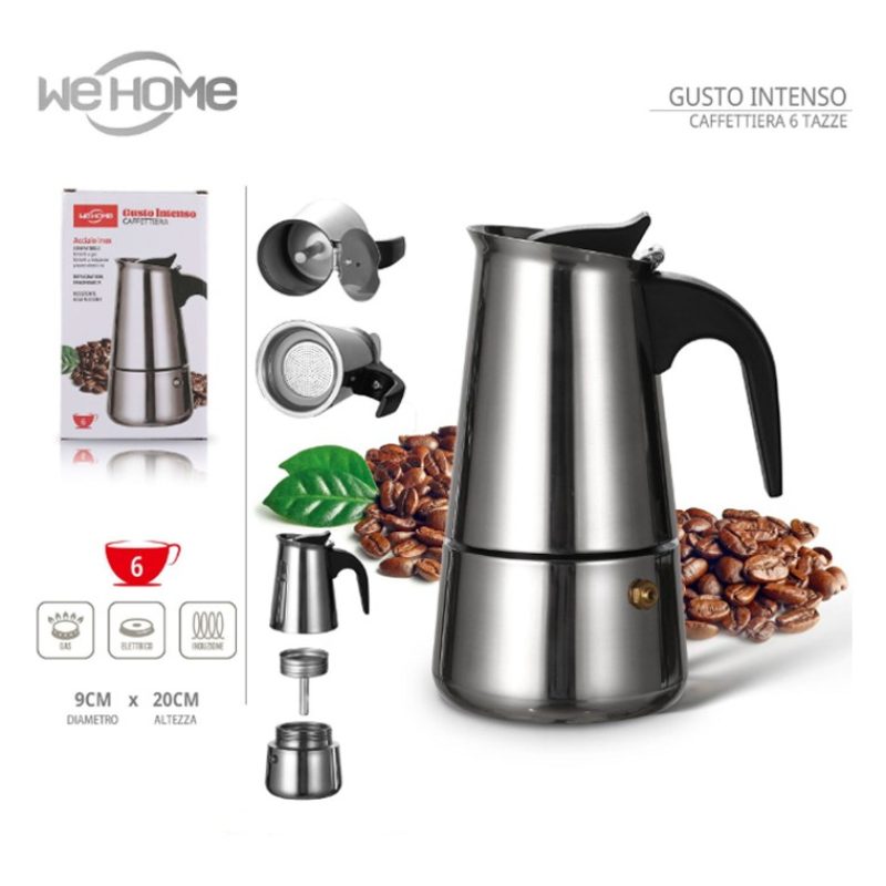 WeHome Caffettiera moka in acciaio inox da 2/4/6 Tazze macchina Caf...