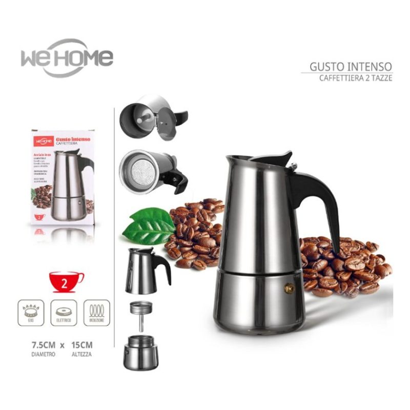 WeHome Caffettiera moka in acciaio inox da 2/4/6 Tazze macchina Caf...