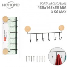 Appendiabiti a Parete 6 Ganci Attaccapanni da Muro bagno metallo Nero casa