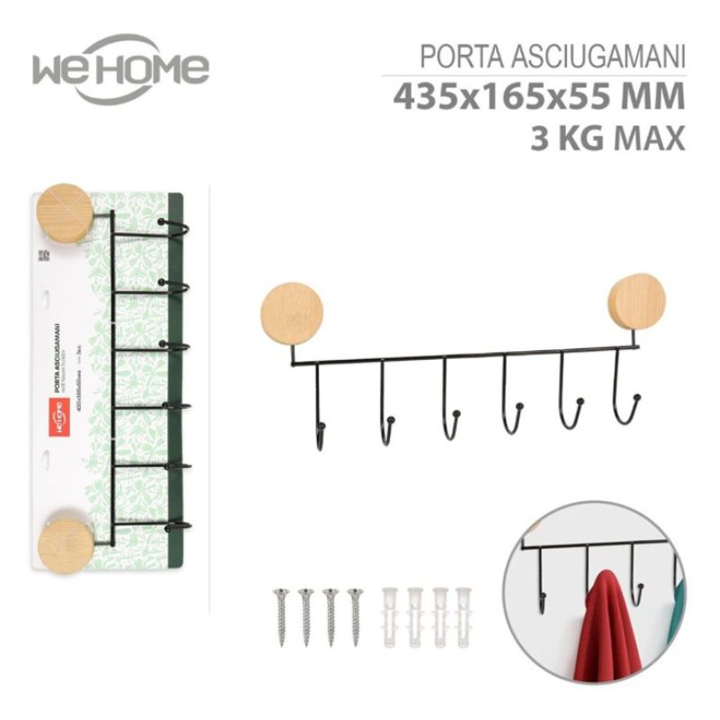 WeHome Appendiabiti a Parete 6 Ganci Attaccapanni da Muro bagno met...