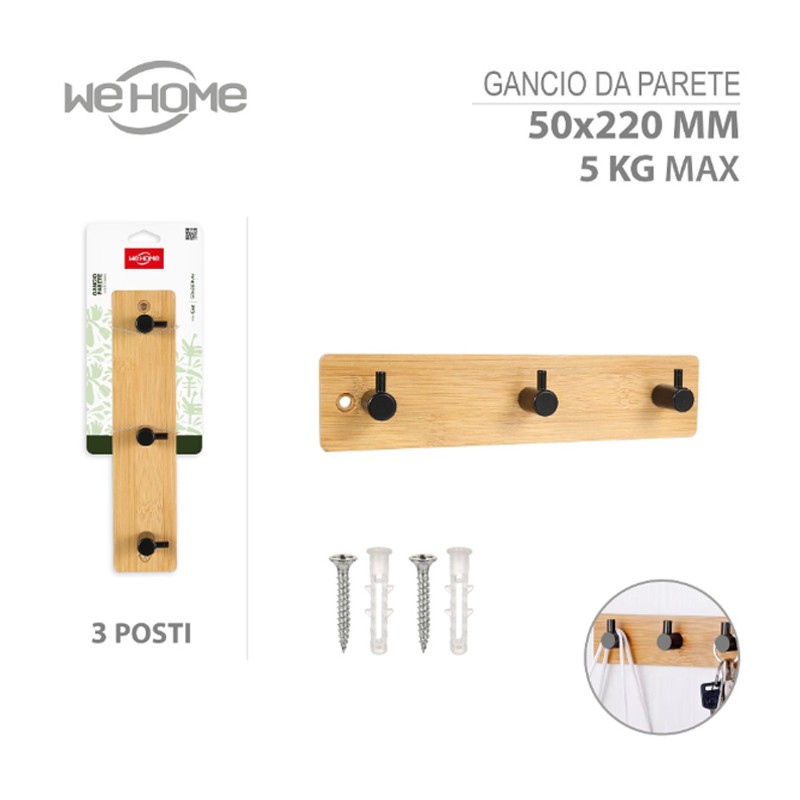 Appendiabiti a Parete Ganci Attaccapanni da Muro bagno metallo nero 3 misure