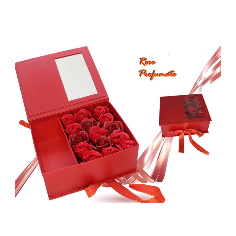 Cofanetto Portagioielli Scatola Rosa Eterna regalo San Valentino porta regalo
