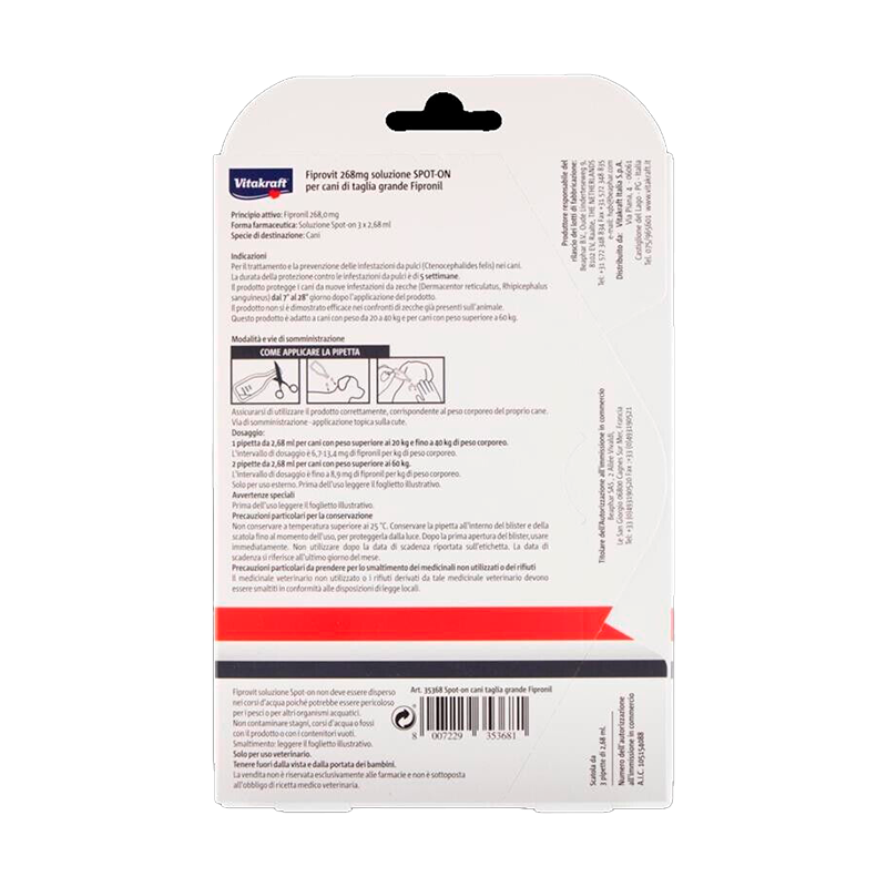 Vitakraft 2 Confezioni 6 Pipette VITAKRAFT SPOT-ON Antipulci e Zecc...