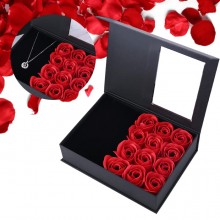 Cofanetto Portagioie San Valentino Con Rose rosse Box di fiori idea regalo