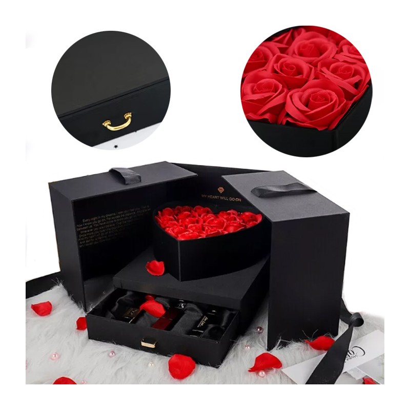 Novità Box che si apre con rose scatola di fiori idea San Valentino cassetto
