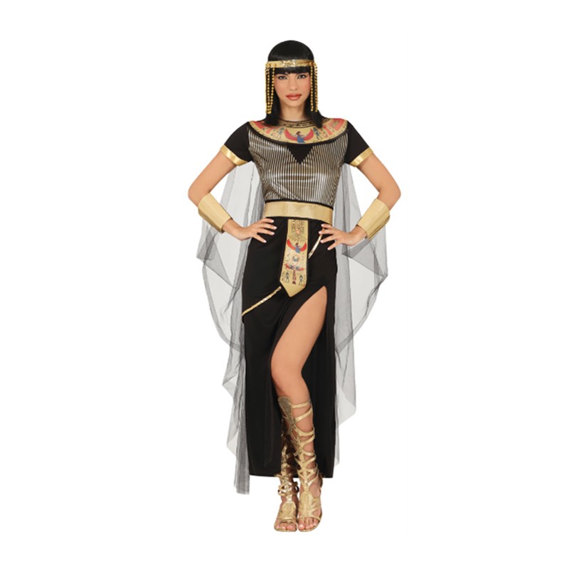 Costume Cleopatra carnevale egiziana vestito adulta regina egitto nero S/M/L