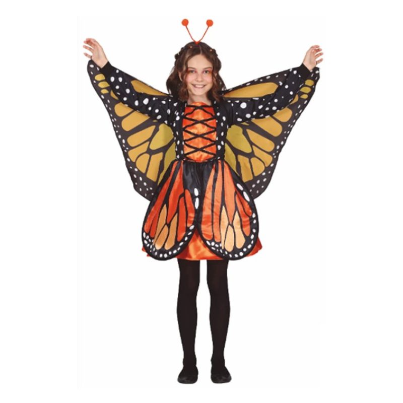 Guirca Costume da farfalla bambina carnevale vestito con ali aranci...