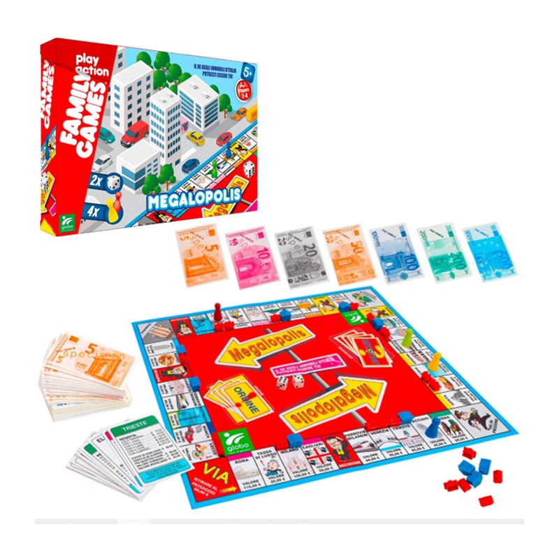 Gioco Megalopolis gioco da tavolo società Globo 2-4 giocatori bambini 5 anni +