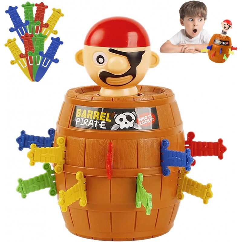 Gioco di società da tavolo pirata botte barile pop up giocattolo bambini +3 anni