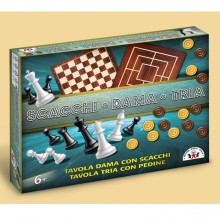Scacchi Dama Tria - Gioco Società da Tavolo completo 3in1 Edizione Marca Stella