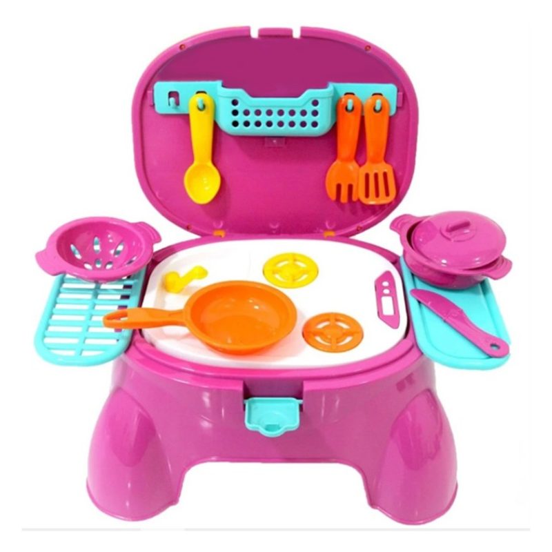 Joko Cucina giocattolo 2in1 Sgabello gioco accessori pentole posate...