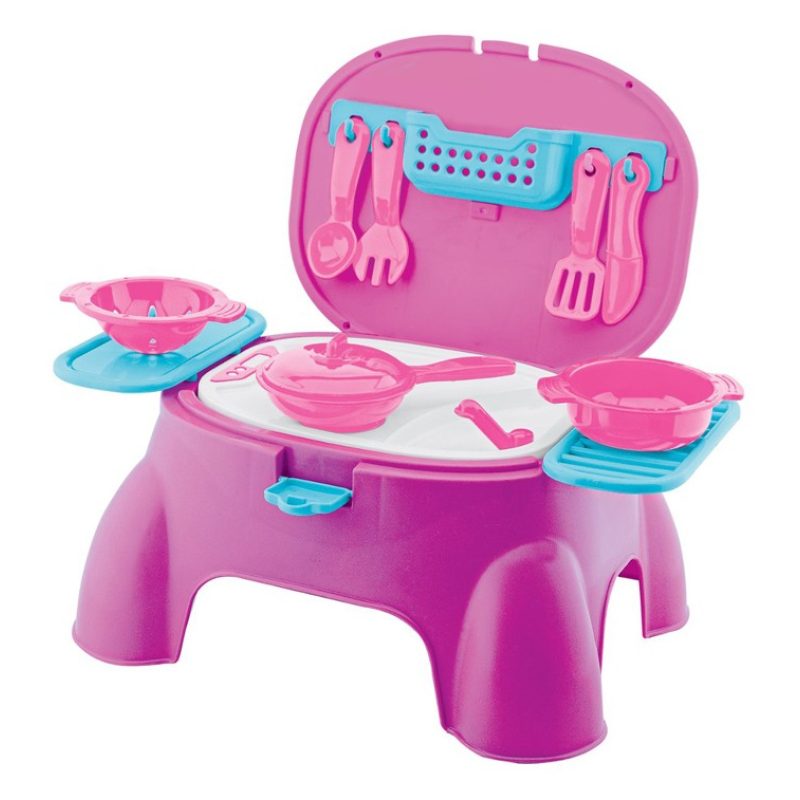 Joko Cucina giocattolo 2in1 Sgabello gioco accessori pentole posate...