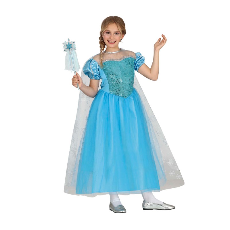 Costume Frozen Elsa carnevale principessa nevi vestito Guirca bambina lungo