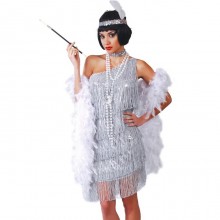 Guirca Costume Charleston Silver Anni '20/'30 Colore Argento TG S/M/L Carnevale