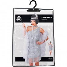 Guirca Costume Charleston Silver Anni '20/'30 Colore Argento TG S/M/L Carnevale