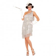 Guirca Costume Charleston Silver Anni '20/'30 Colore Argento TG S/M/L Carnevale