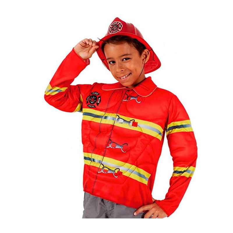Costume Carnevale Travestimento Baby Pompiere Bambino giacca cappello 5-7 anni