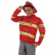 Costume Carnevale Travestimento Baby Pompiere Bambino giacca cappello 5-7 anni