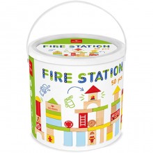 Gioco Costruzioni in Legno Educativo giochi Montessori Bambini 50 Pezzi stazione