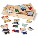 Gioco In Legno Orsetti a lavoro da vestire mestieri puzzle Educativo Bambini 3+