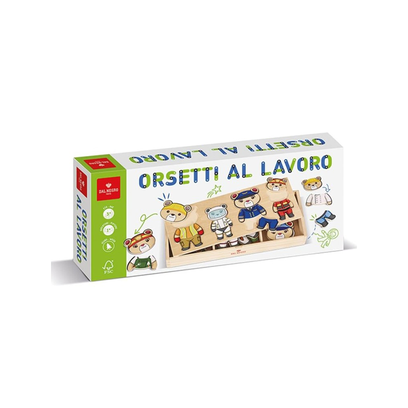 Dal Negro Gioco In Legno Orsetti a lavoro da vestire mestieri puzzl...