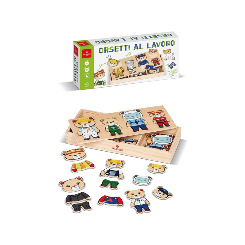 Dal Negro Gioco In Legno Orsetti a lavoro da vestire mestieri puzzl...