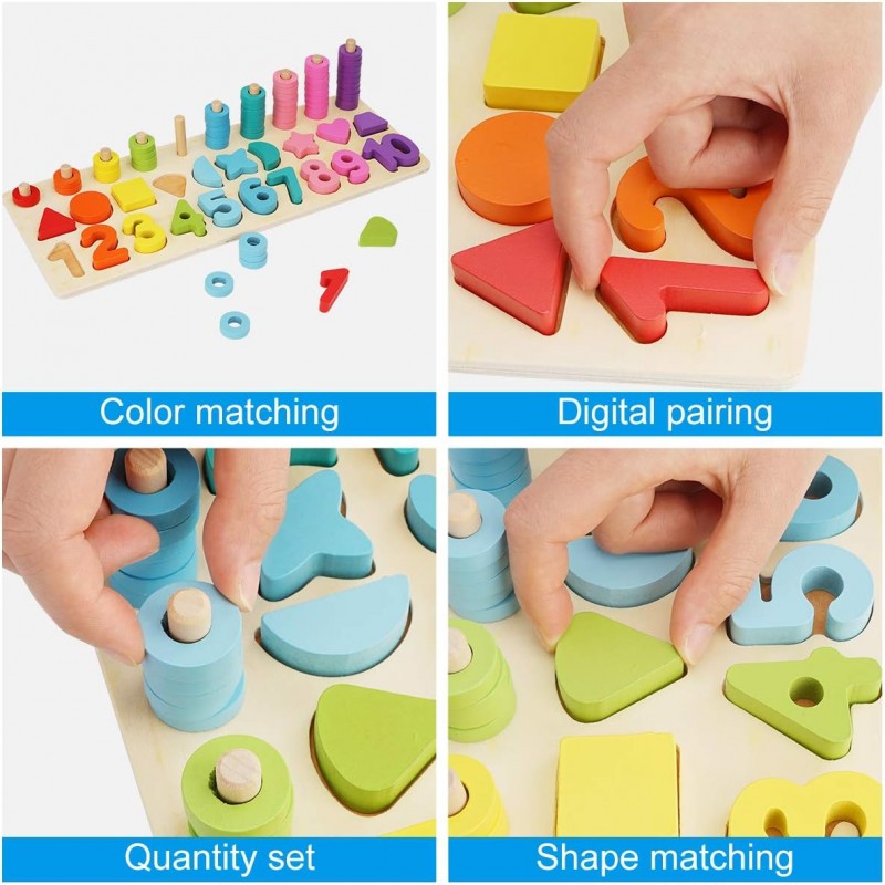 Dal Negro Gioco In Legno numeri forme Animali Colorato Bambini Educ...