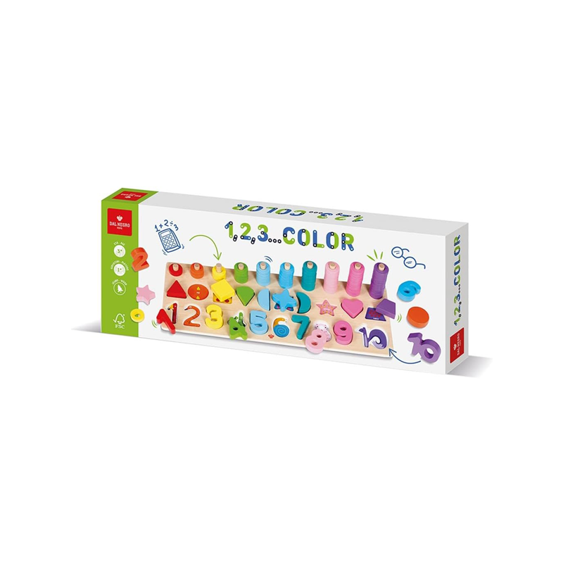Dal Negro Gioco In Legno numeri forme Animali Colorato Bambini Educ...