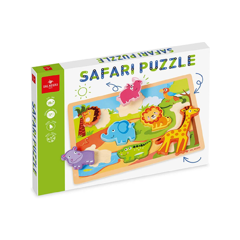 Dal Negro Puzzle a incastro in legno animali safari Bambini giocatt...
