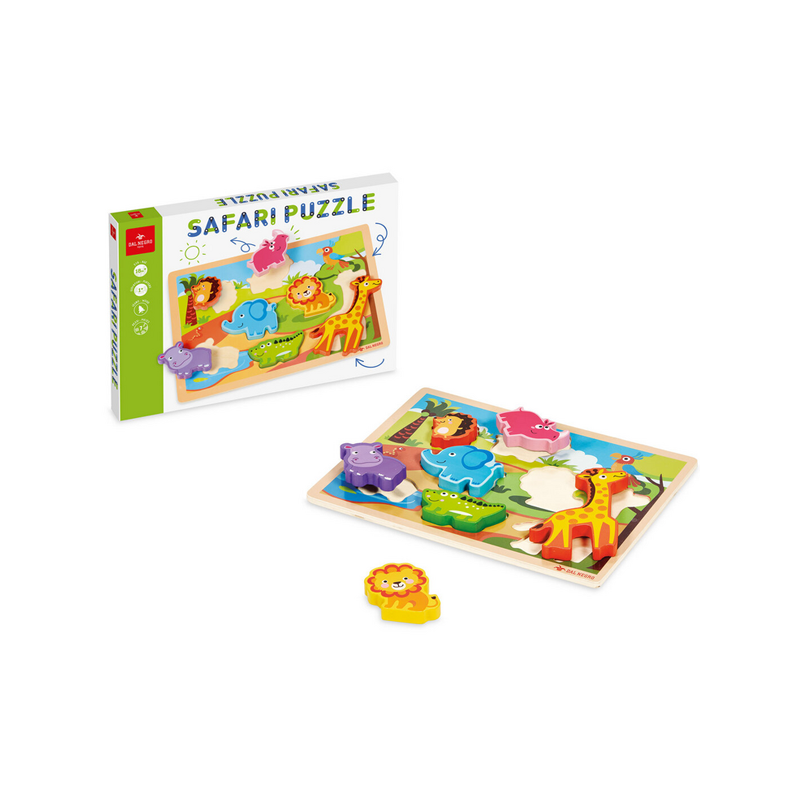 Dal Negro Puzzle a incastro in legno animali safari Bambini giocatt...