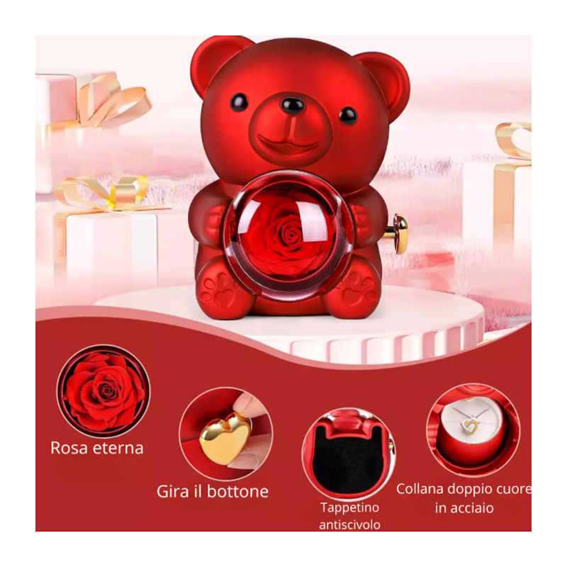 Orsetto Orso Orsacchiotto San Valentino idee regalo per Lei rosa SE...