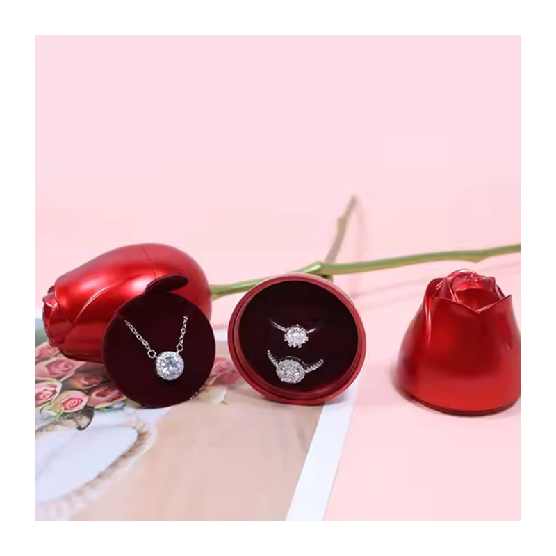 Hongu Contenitore per anello a forma di Rosa Rossa finta scatola pe...