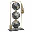 Mappamondo da tavolo base metallo 3 sfere arredo stile vintage nero 29,5cm