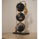 Mappamondo da tavolo base metallo 3 sfere arredo stile vintage nero 29,5cm
