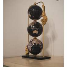 Mappamondo da tavolo base metallo 3 sfere arredo stile vintage nero 29,5cm