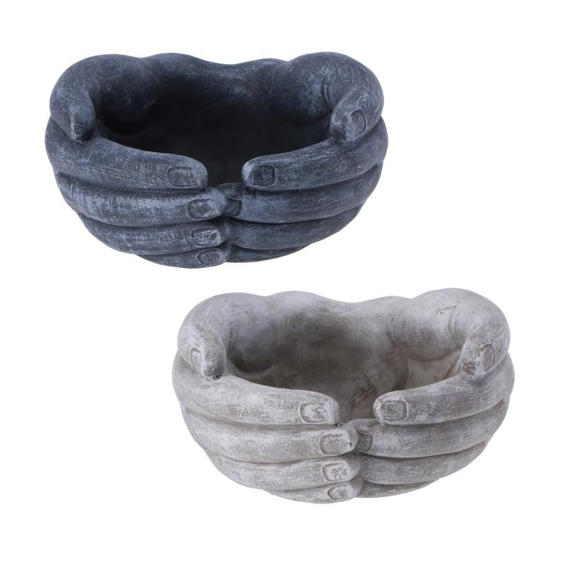 Vaso in cemento mani a coppa Per Fiori Piante candele vasetto decorativo 11x21cm