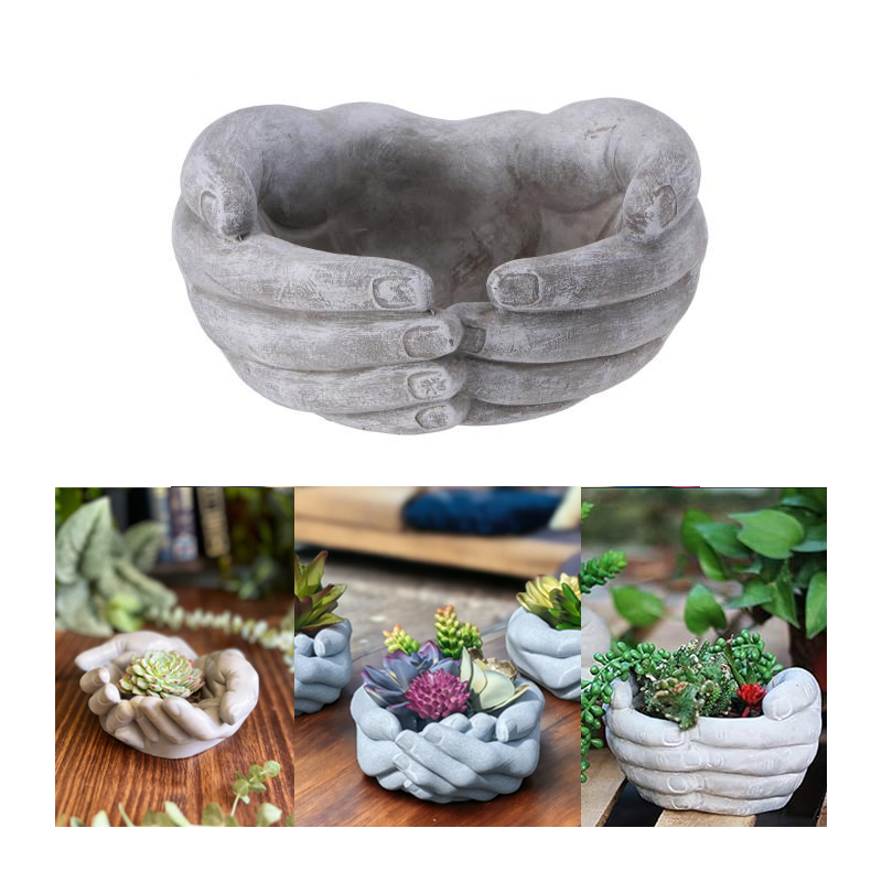 AD Trend Vaso in cemento mani a coppa Per Fiori Piante candele vase...