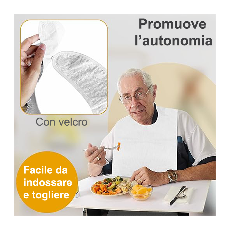 WeHome 12 Bavaglini bavaglie bavaglioni con velcro adulto in polies...