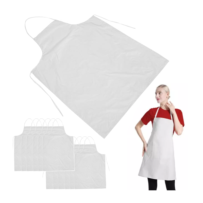12 Grembiule Impermeabile in PVC Lavoro Bianco Plastificato cucina 60x80 cm