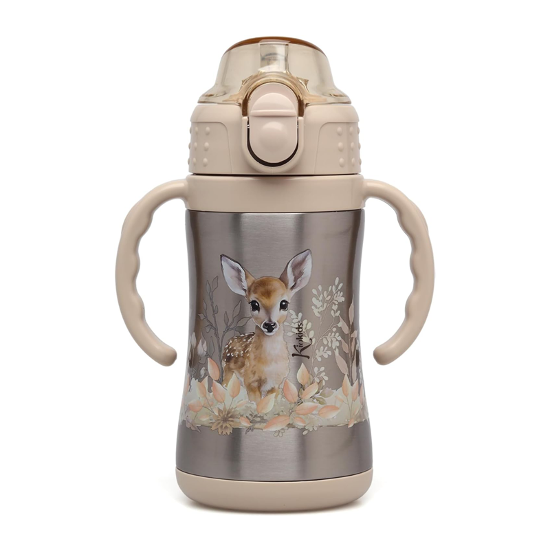 Borraccia in acciaio inox 280ml con Cannuccia Bambini thermos termica 6m+