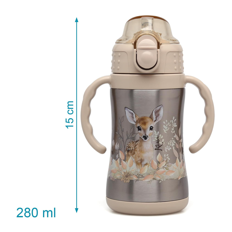 KioKids Borraccia in acciaio inox 280ml con Cannuccia Bambini therm...